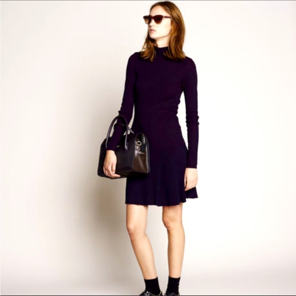 Lacoste Long-Sleeve Sweater Robe Dress  (Cherry & Navy) Size 40 = US Size 10